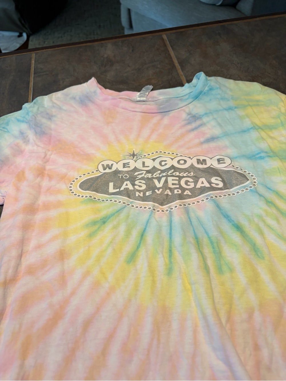 Las Vegas Tie-Dye Graphic Tee - Pastel Rainbow